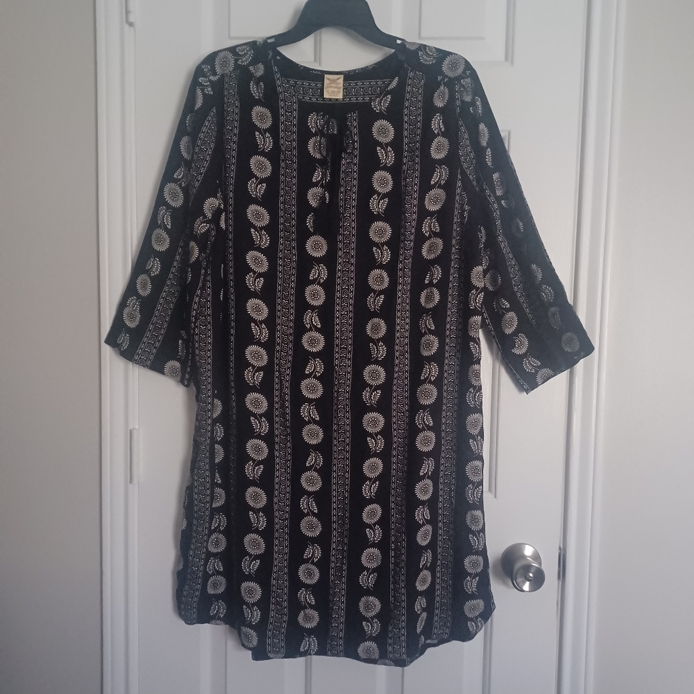 Faded Glory Floral Boho Tie Front Dress Sz XL